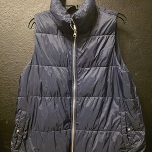 Old Navy Navy Quilted Puffer Vest with Stand Collar